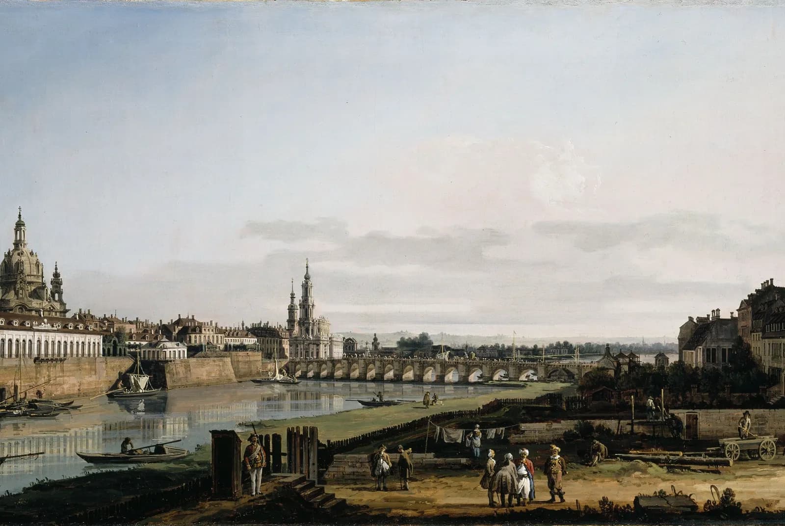 Dresden vanaf de rechter Elbeoever met de Augustusbrug – Bernardo Bellotto