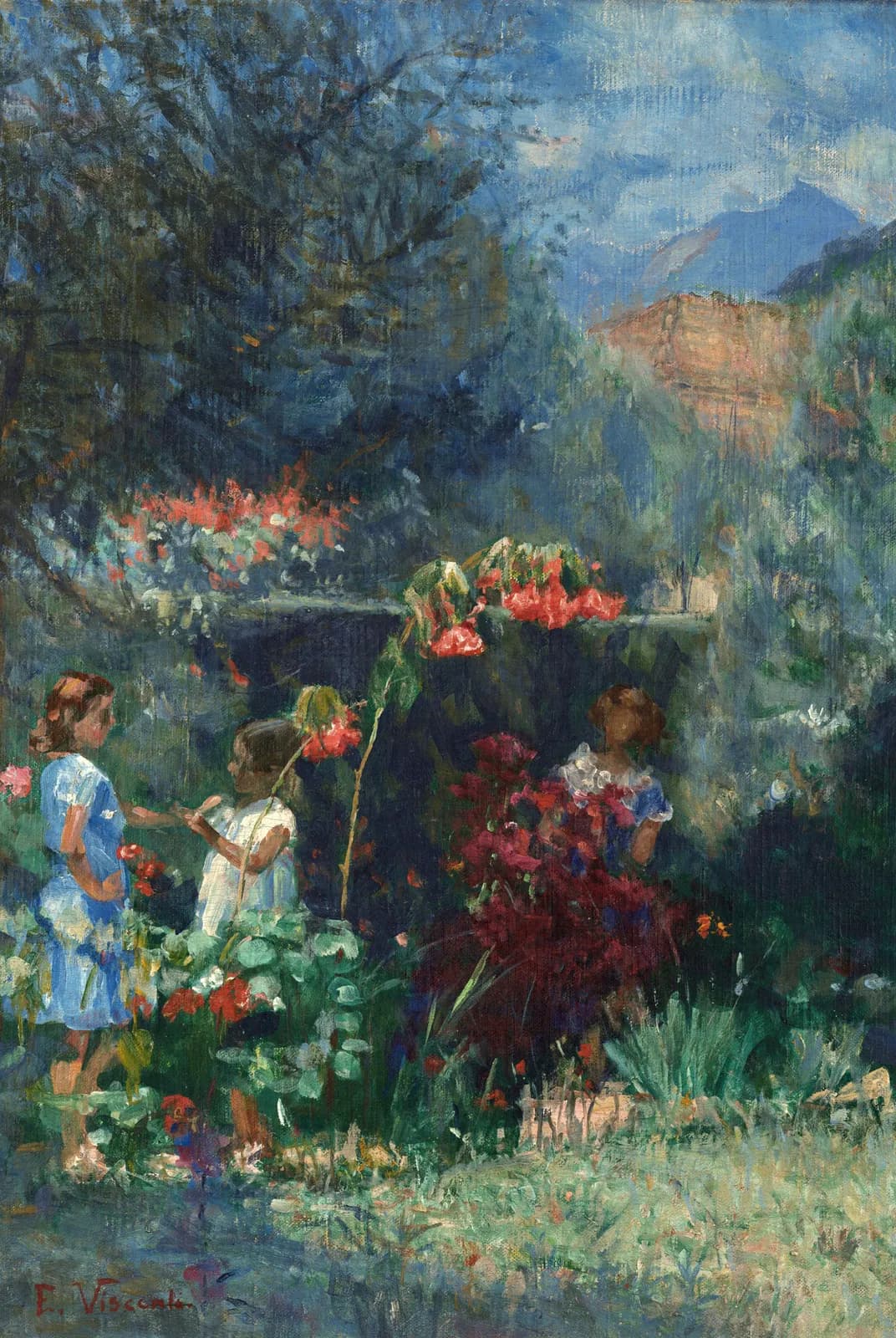 Drie meisjes in de tuin – Eliseu Visconti