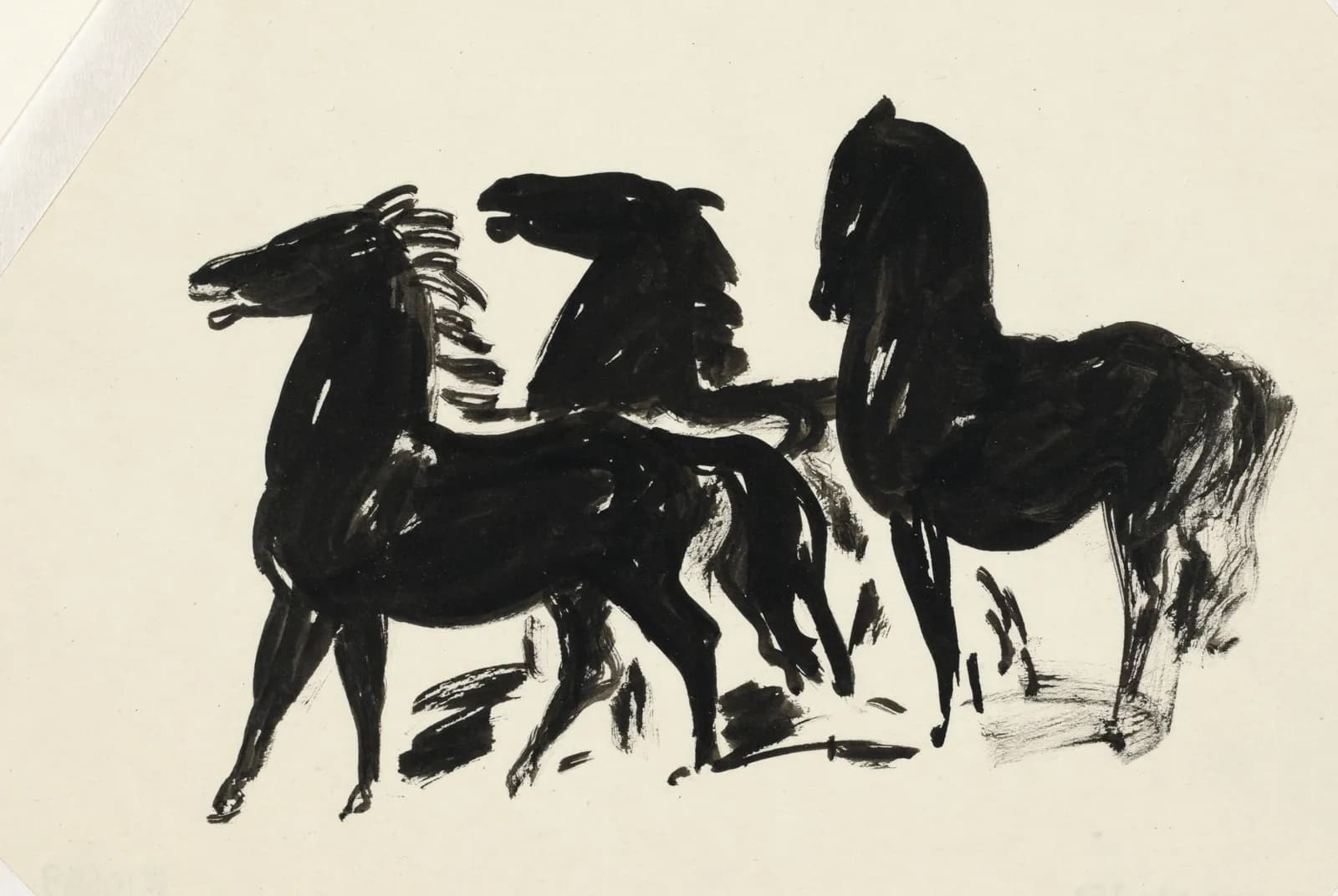 Drie zwarte paarden – Leo Gestel