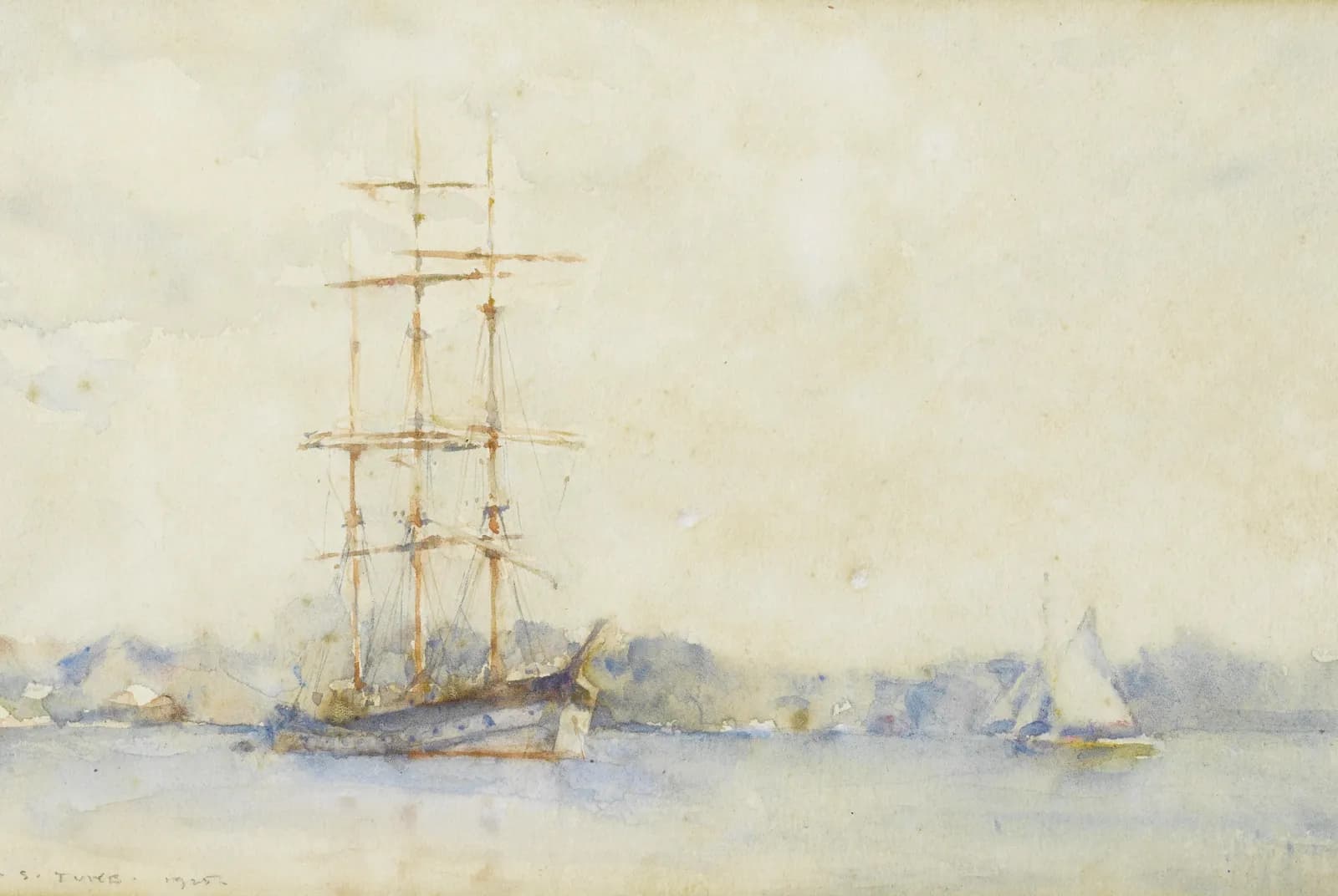 Driemaster in een riviermonding – Henry Scott Tuke