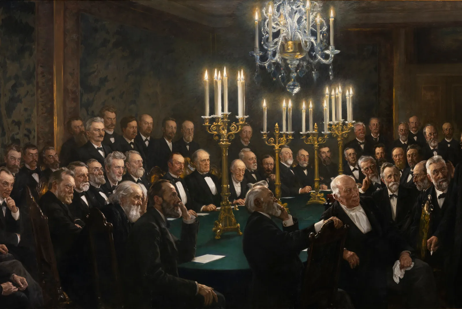 Een bijeenkomst van het Wetenschappelijk Genootschap – Peder Severin Krøyer