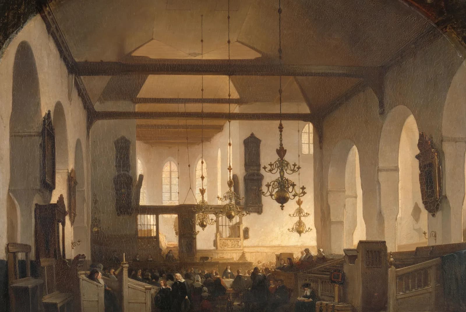 Een dienst in de Geertekerk, Utrecht – Bosboom