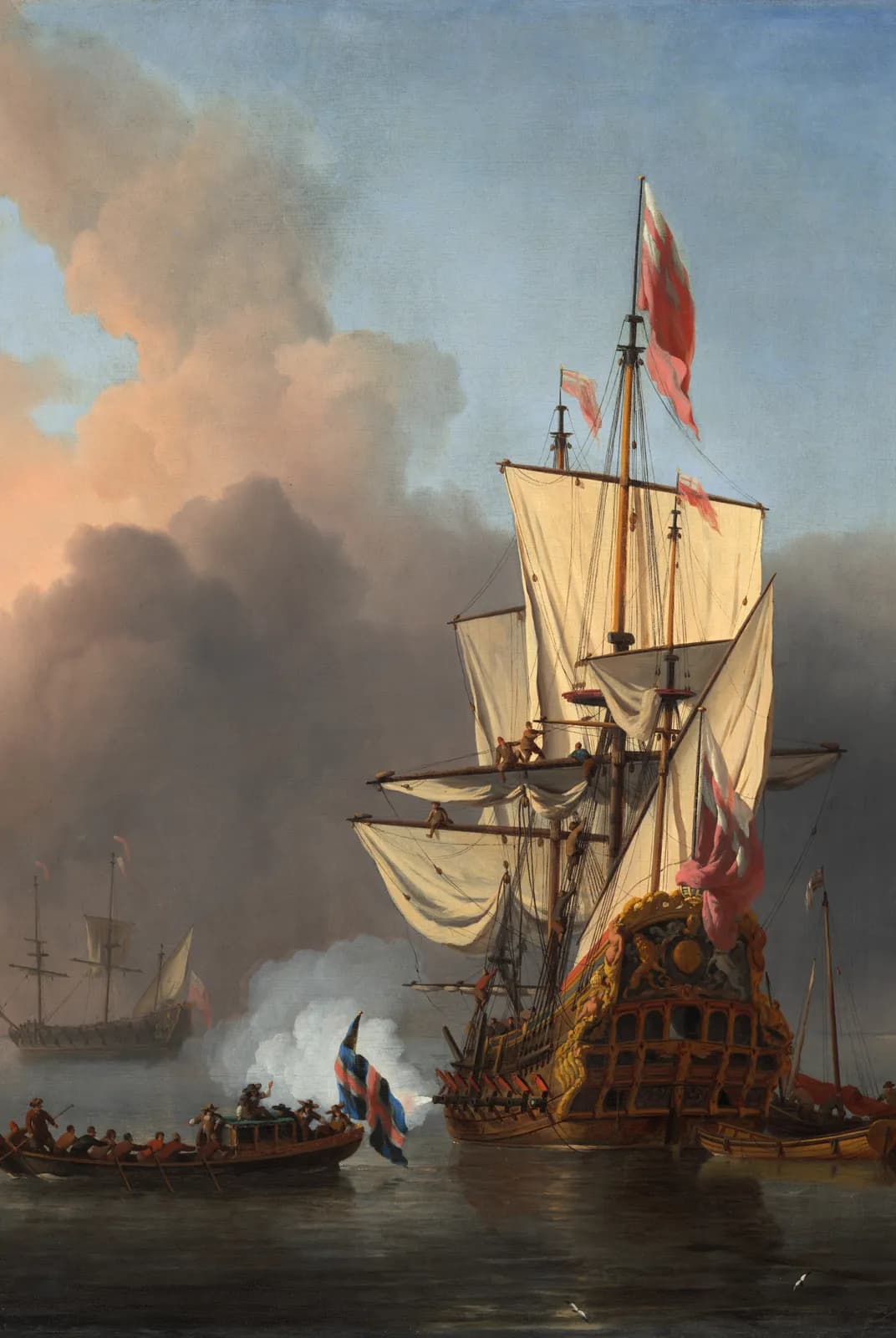 Een Engels oorlogsschip lost een saluutschot – Willem van de Velde