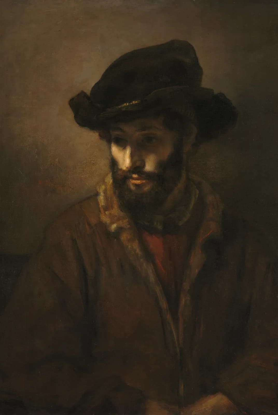 Een man met baard en hoed – Rembrandt van Rijn