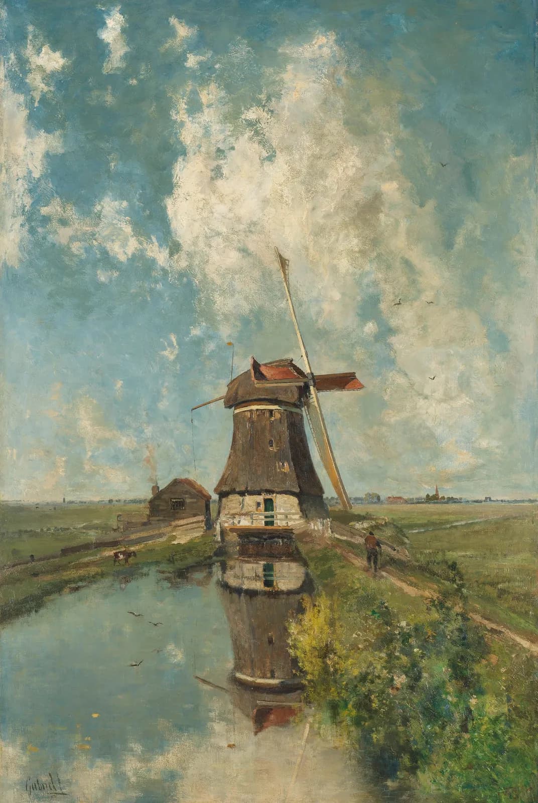 Een molen aan een poldervaart – Paul Joseph Constantin Gabriël