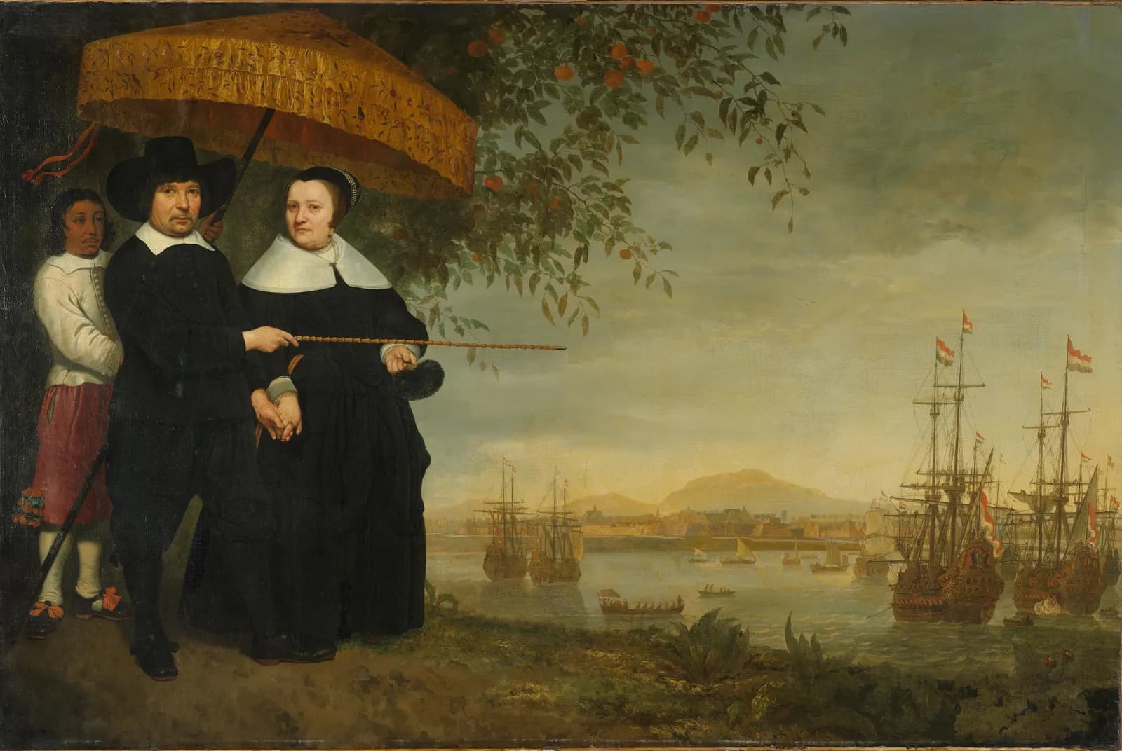 Een opperkoopman van de VOC met zijn vrouw en een tot slaaf gemaakte man – Aelbert Cuyp