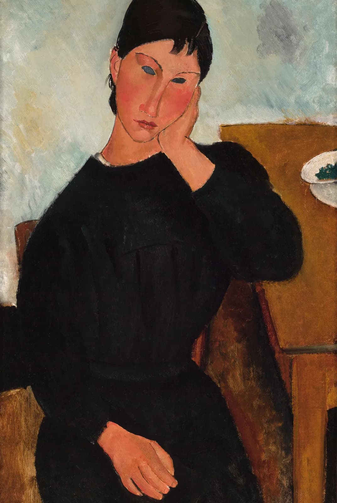 Elvira rustend aan een tafel – Amedeo Modigliani