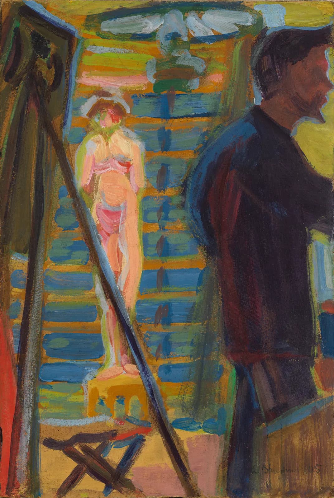 Erich Heckel en model in het atelier – Ernst Ludwig Kirchner