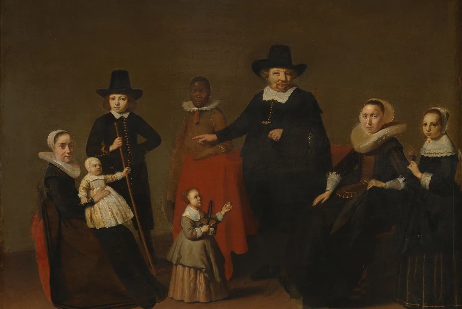 Familiegroep met een zwarte man