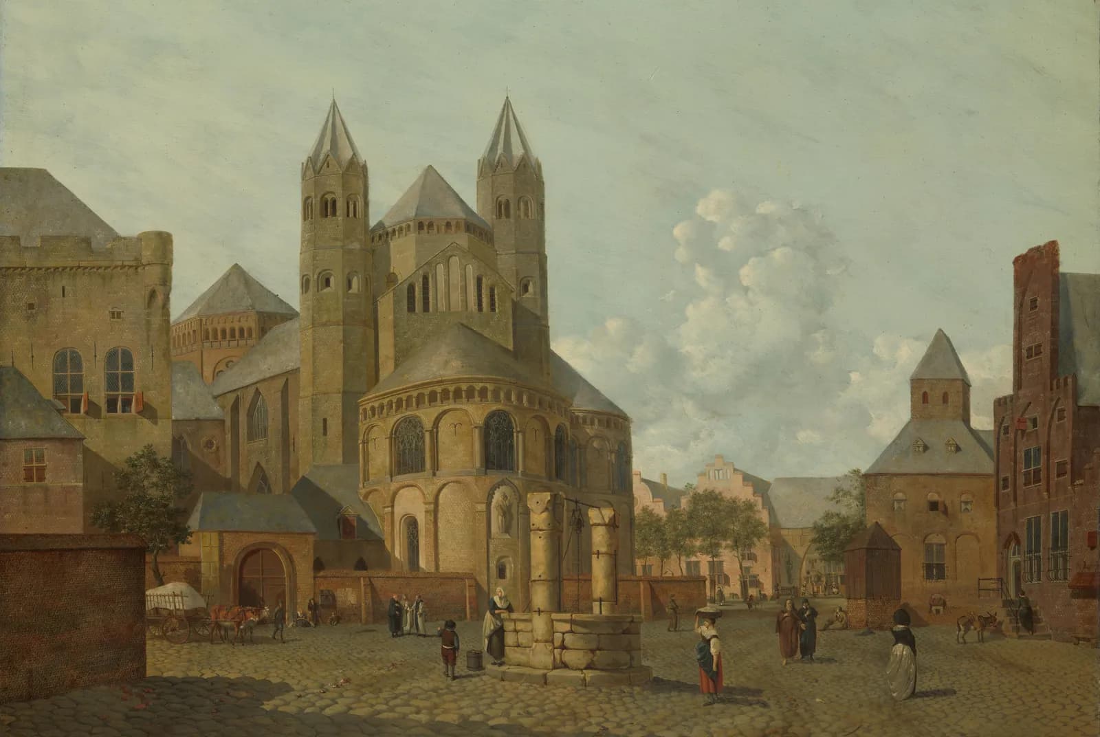 Fantasiestadsgezicht met romaanse kerk – Jan Huibert Prins