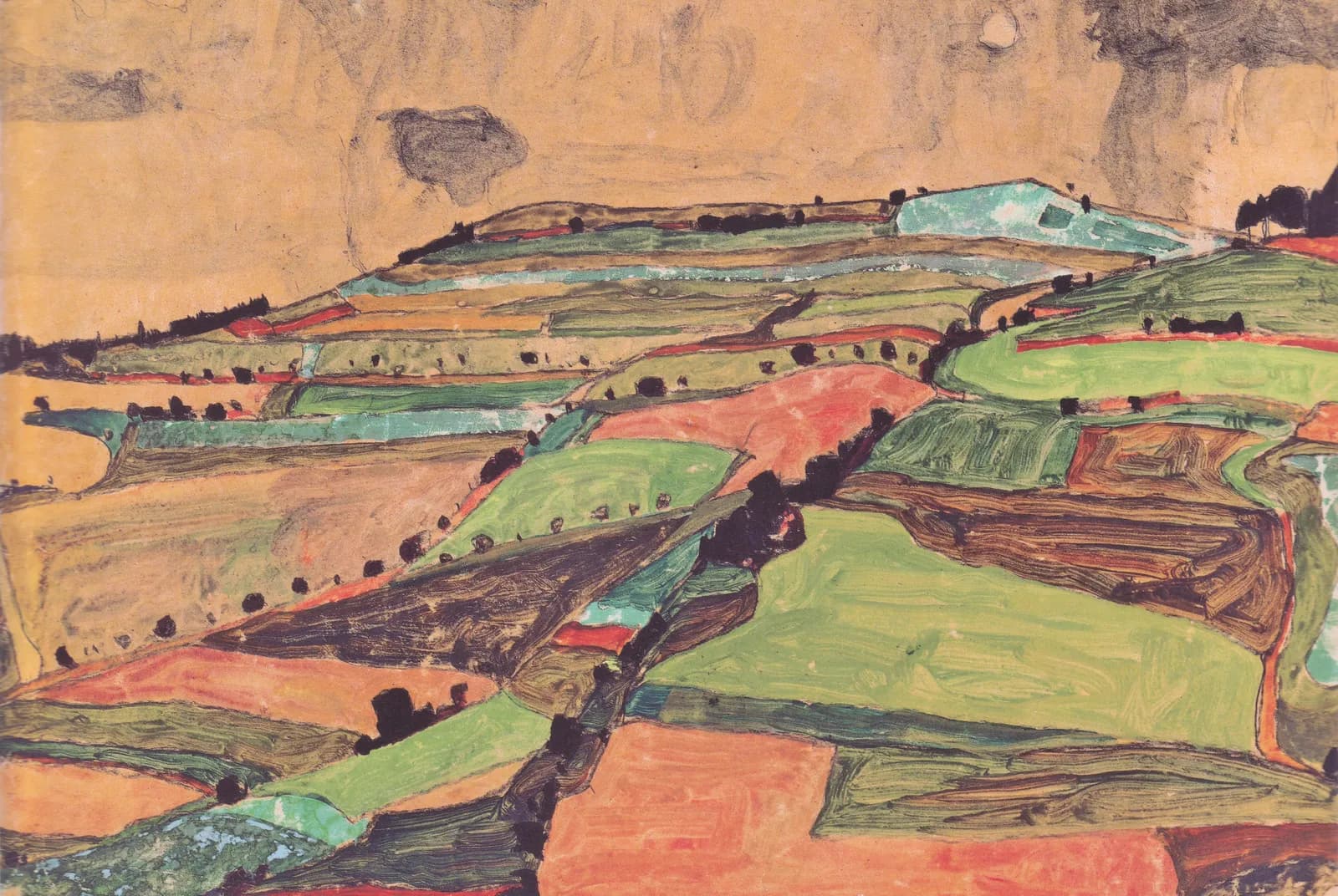 Veldenlandschap (Kreuzberg bij Krumau) – Egon Schiele