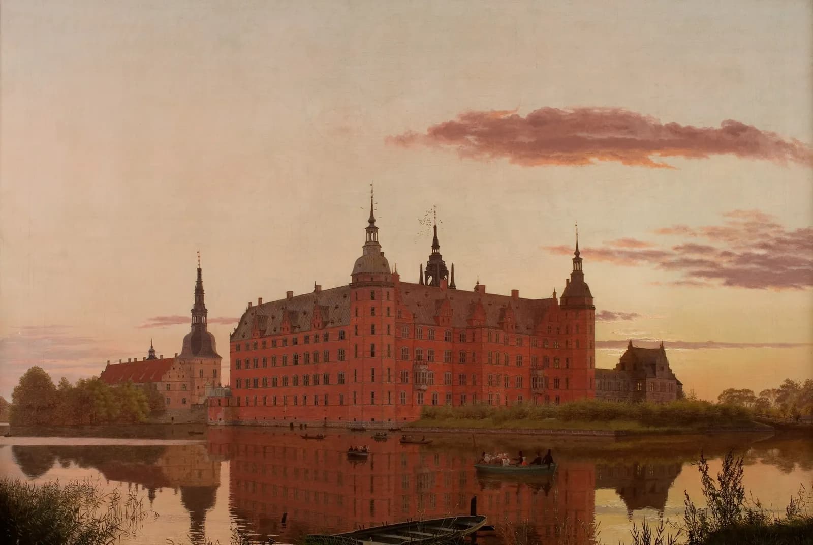 Frederiksborg Slot gezien vanaf de Jægerbakken, avond – Christen Købke