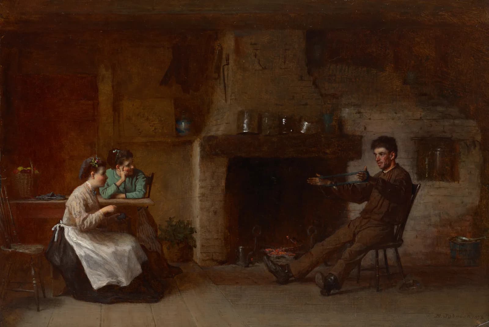 Garen winden (interieur van een keuken in Nantucket) – Eastman Johnson