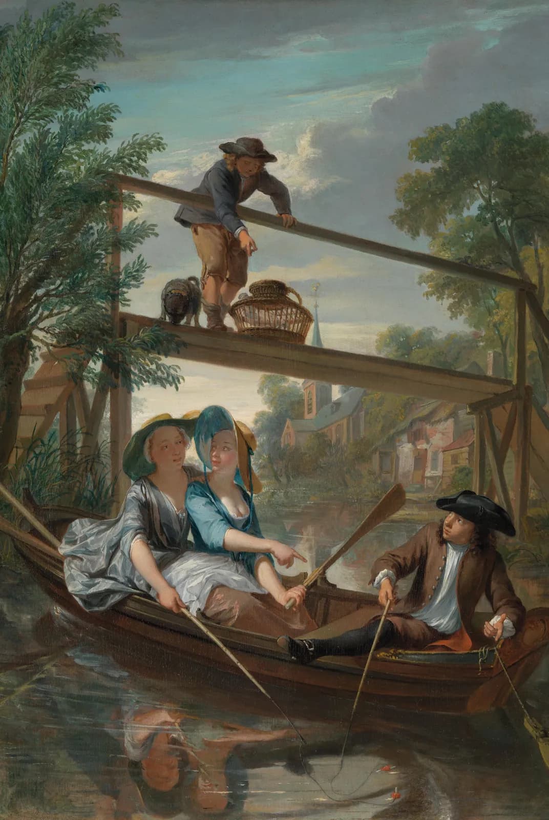 Genrestuk met een elegant jong paar in een landschap – Nicolaas Verkolje