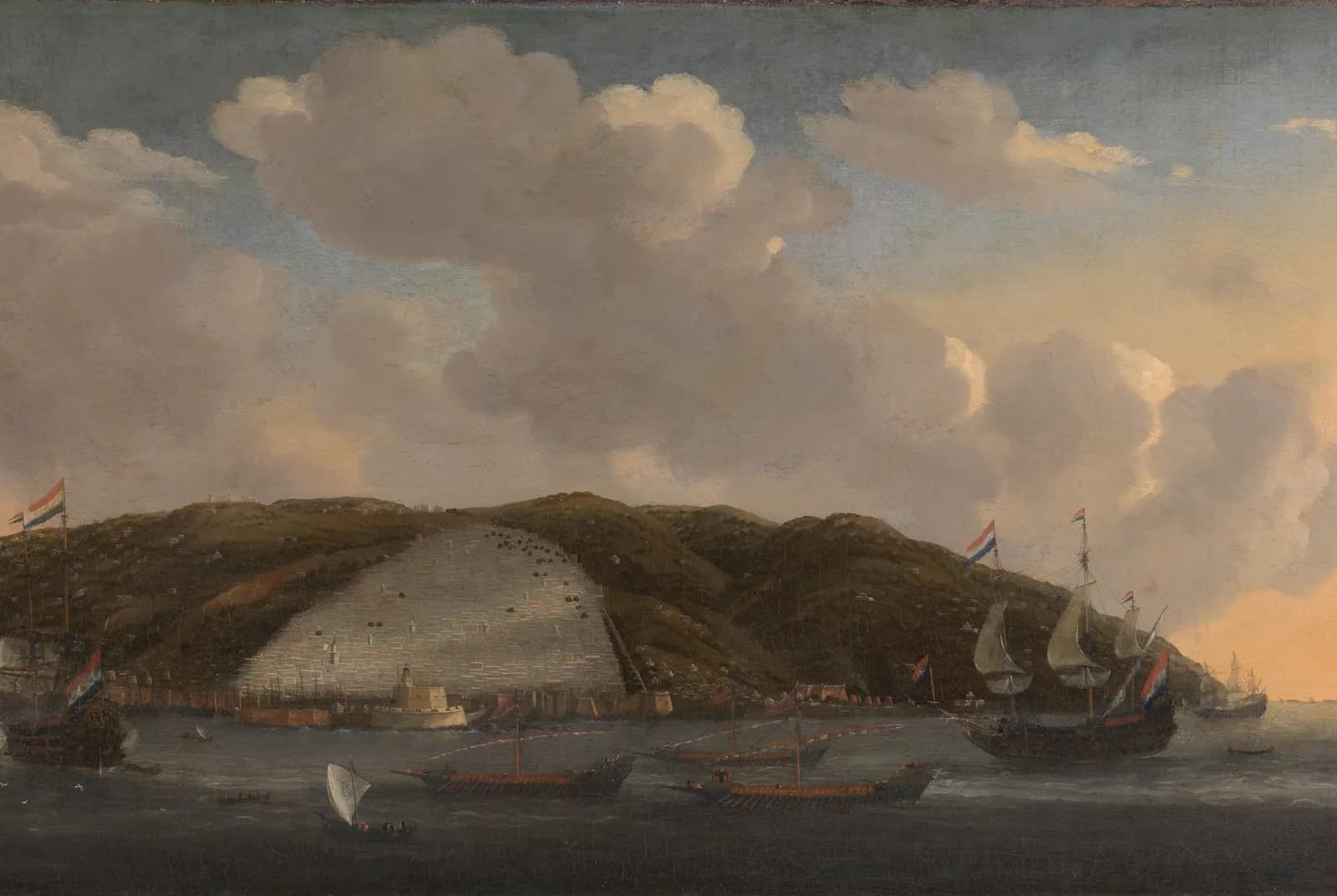 Gezicht op Algiers met het schip van Michiel de Ruyter – Admiraliteit van Amsterdam