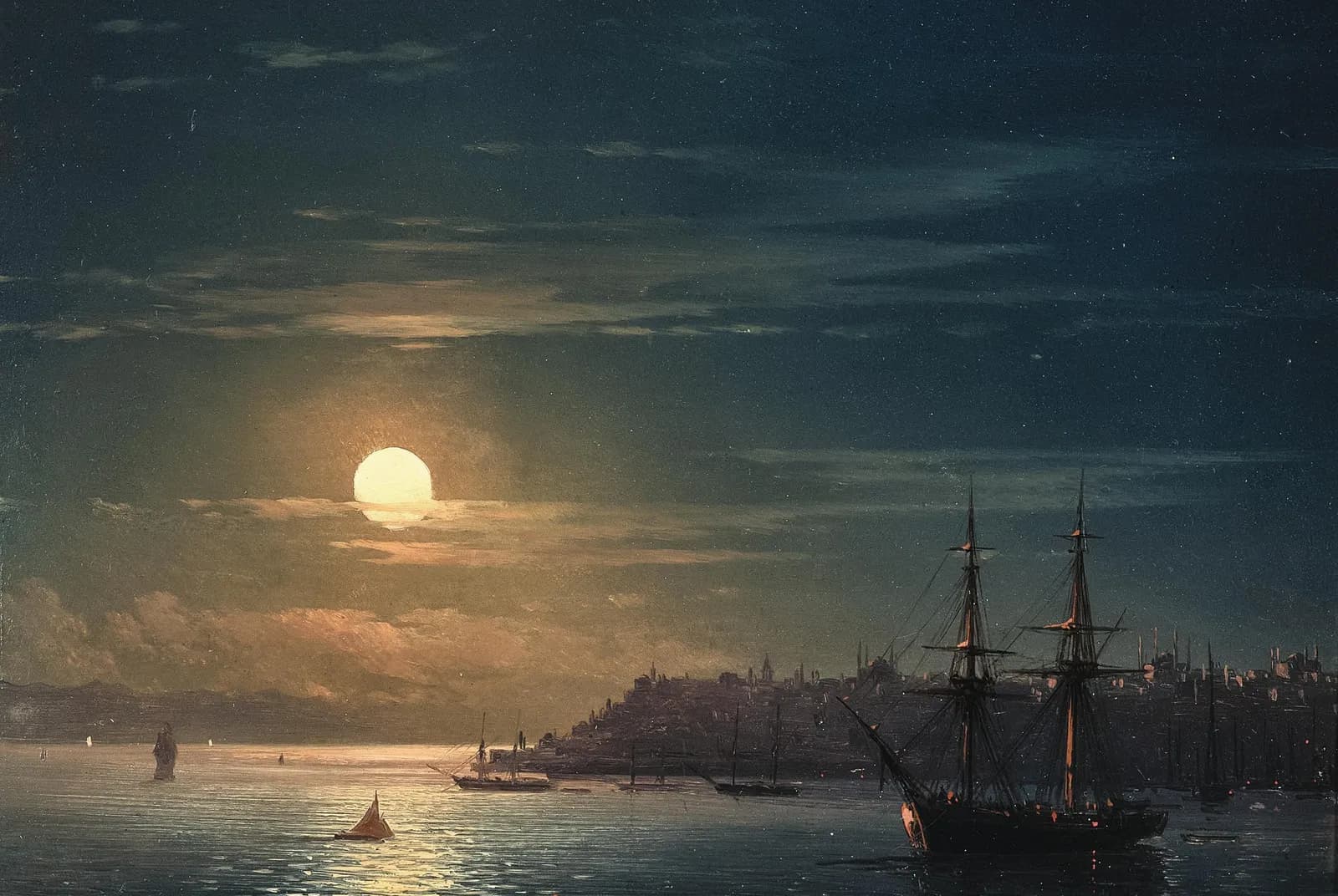 Gezicht op Constantinopel bij maanlicht – Ivan Aivazovsky