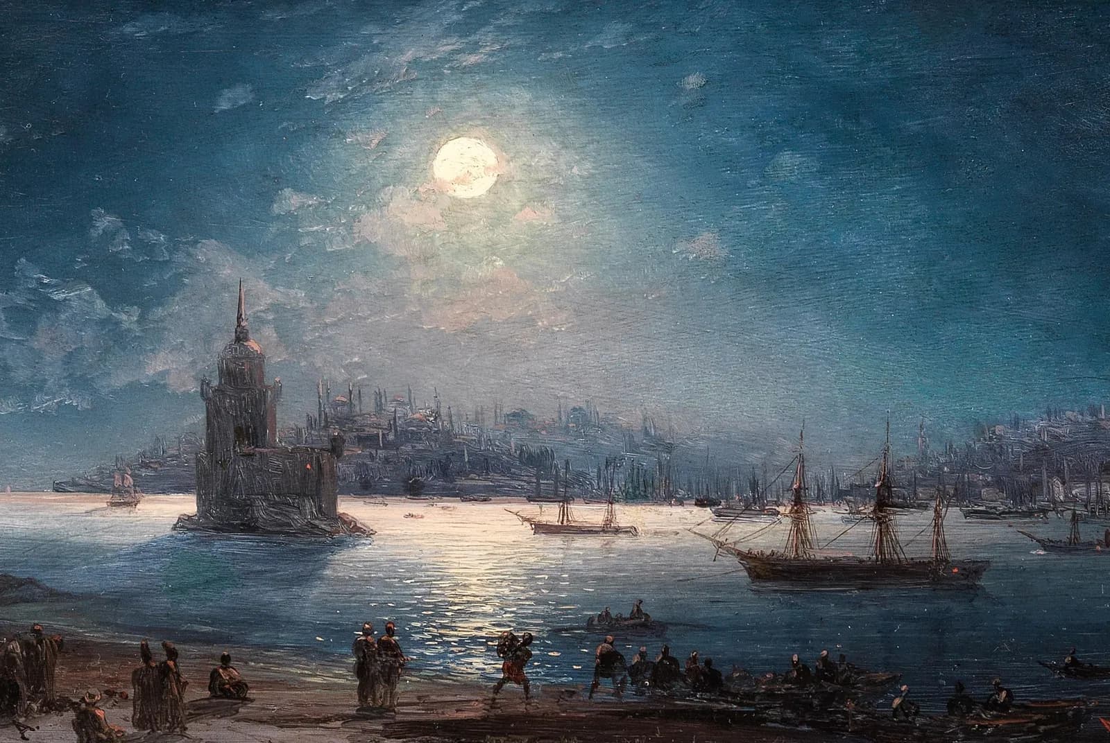 Gezicht op de Bosporus met de Hagia Sophia bij maanlicht – Ivan Aivazovsky