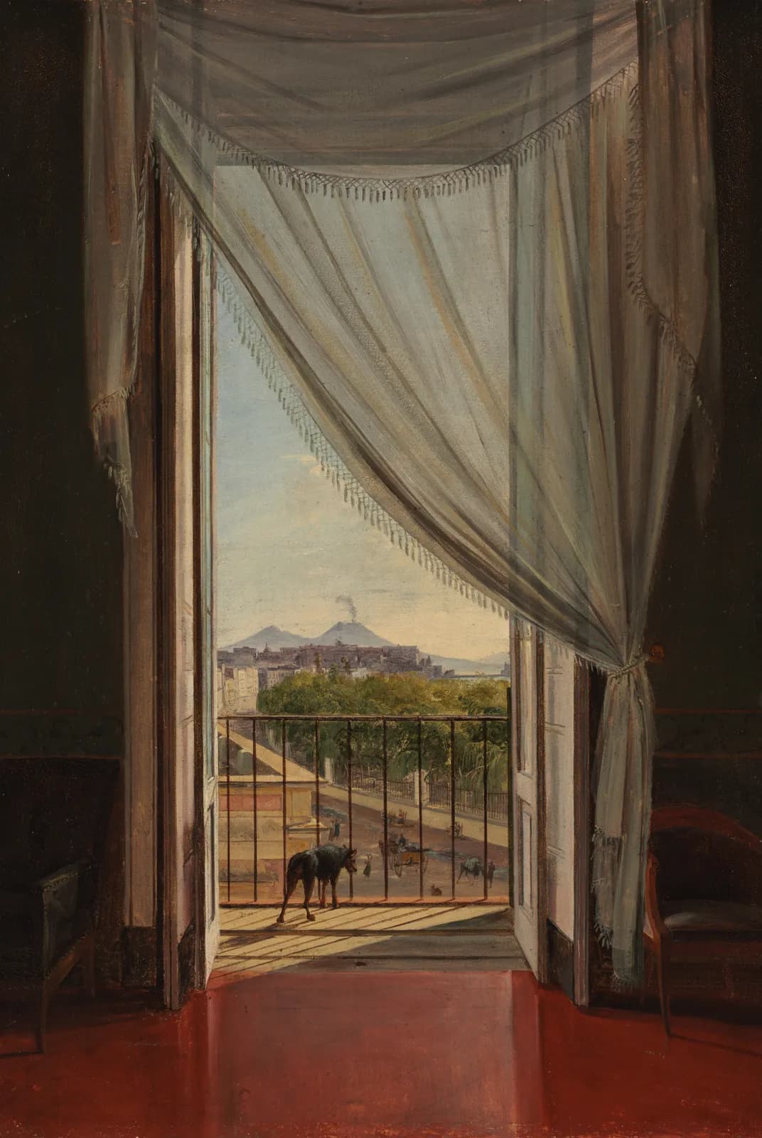 Gezicht op Napels door een raam – Franz Ludwig Catel