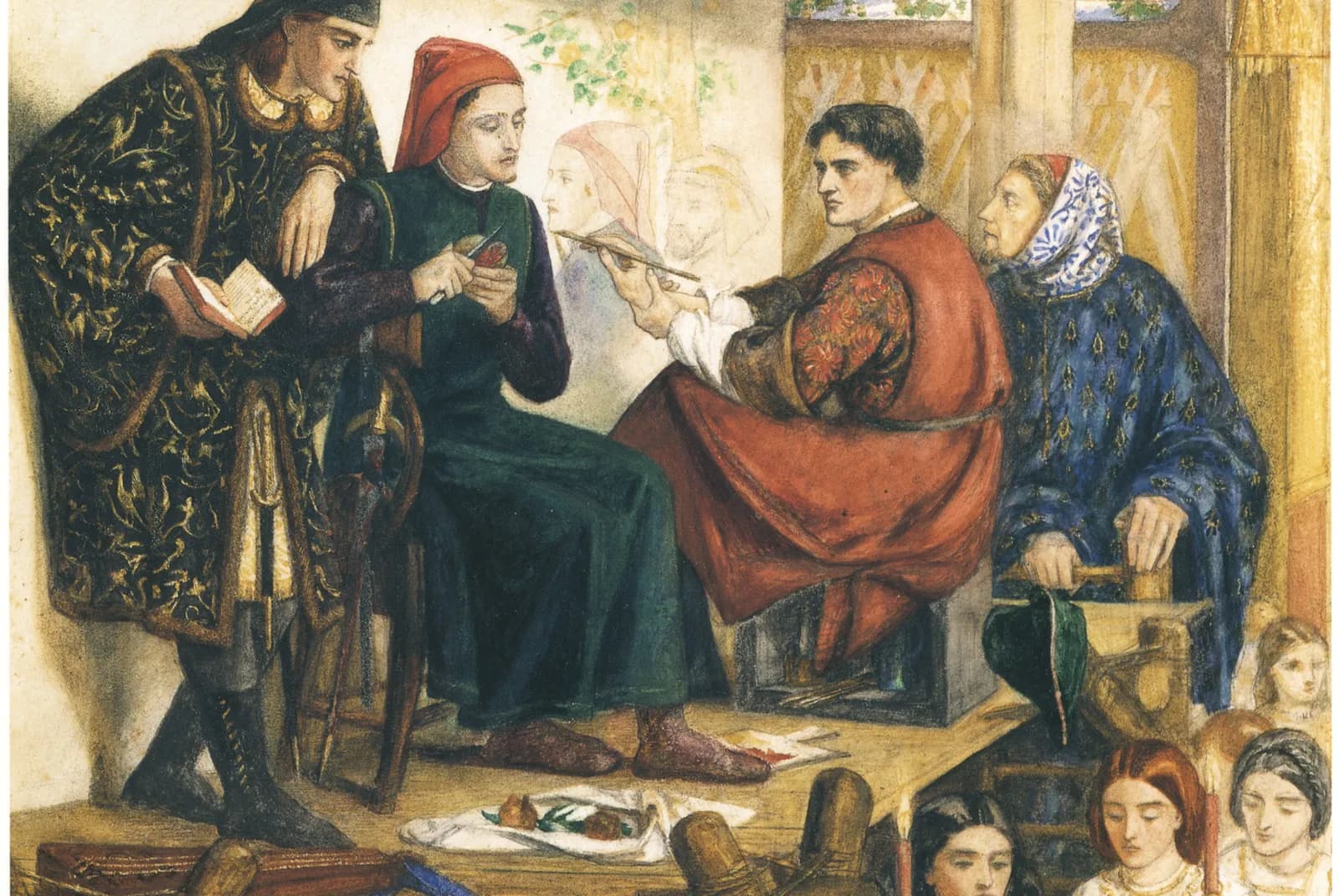 Giotto schildert het portret van Dante – Dante Gabriel Rossetti