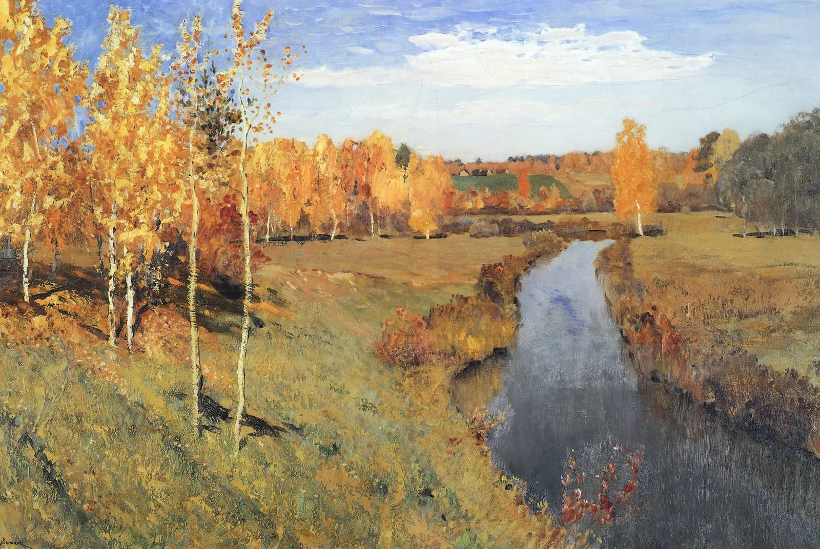 Gouden herfst aan de rivier – Isaac Levitan