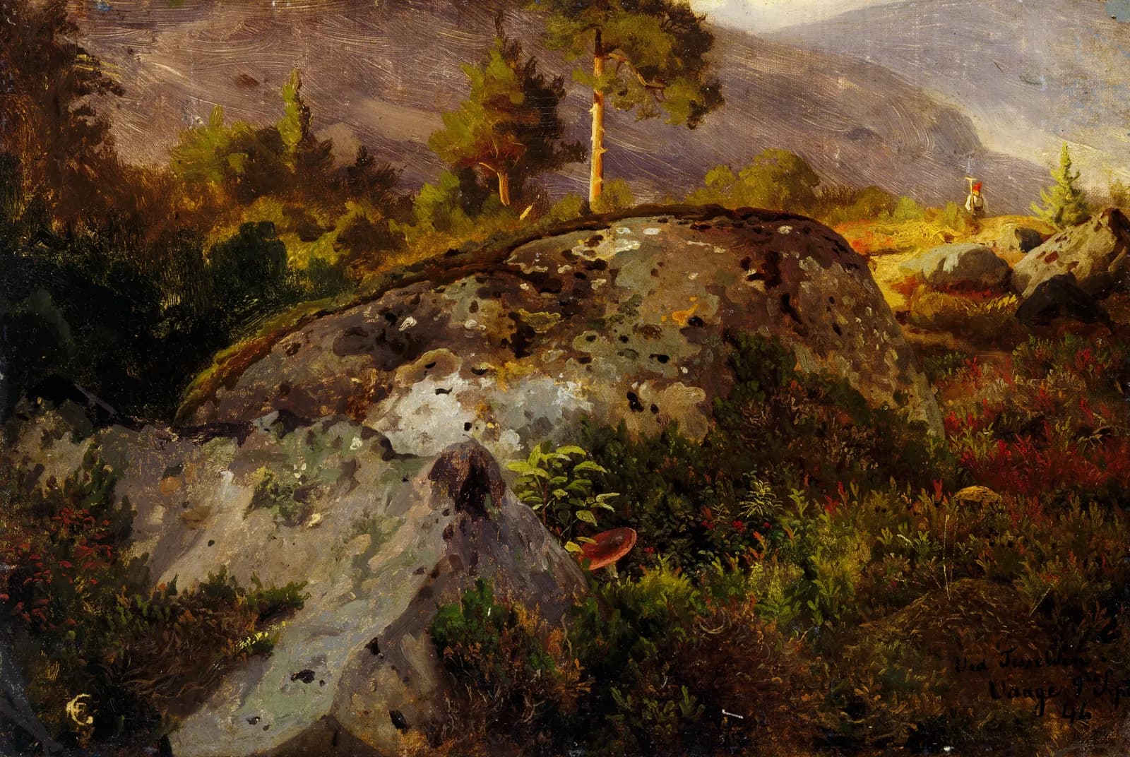 Heidelandschap met rotsen en dennen – Mikhail Nesterov