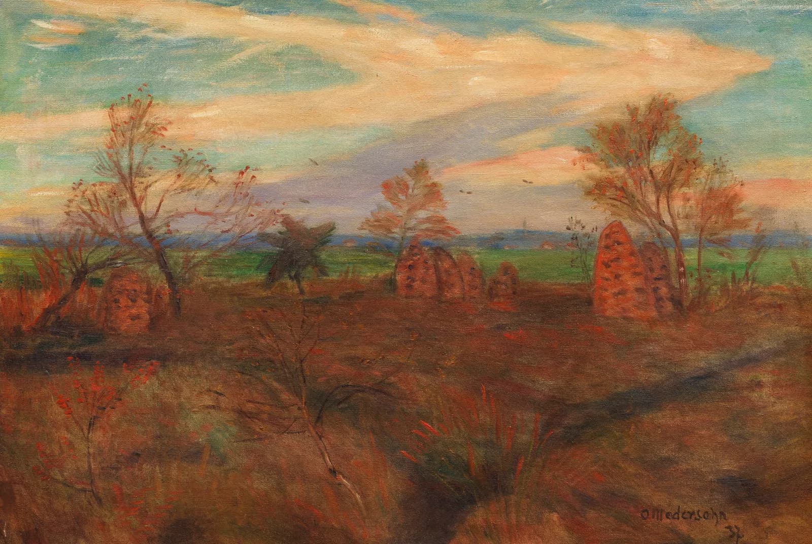 Herfstavond in het veen (Worpswede) – Otto Modersohn