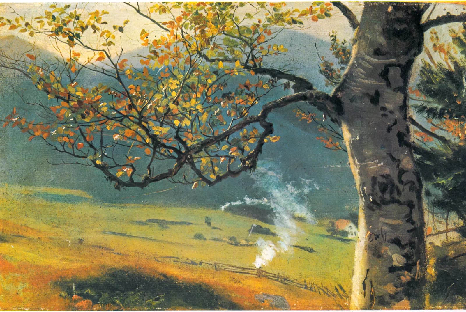 Herfstboom in de vallei – Hans Thoma