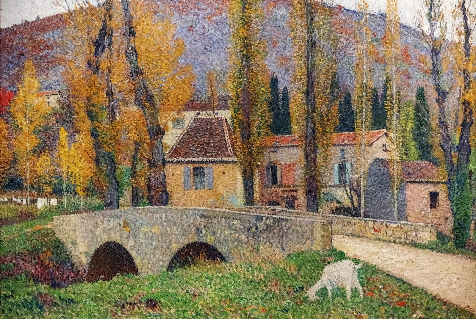 Herfstlandschap met brug – Henri Martin