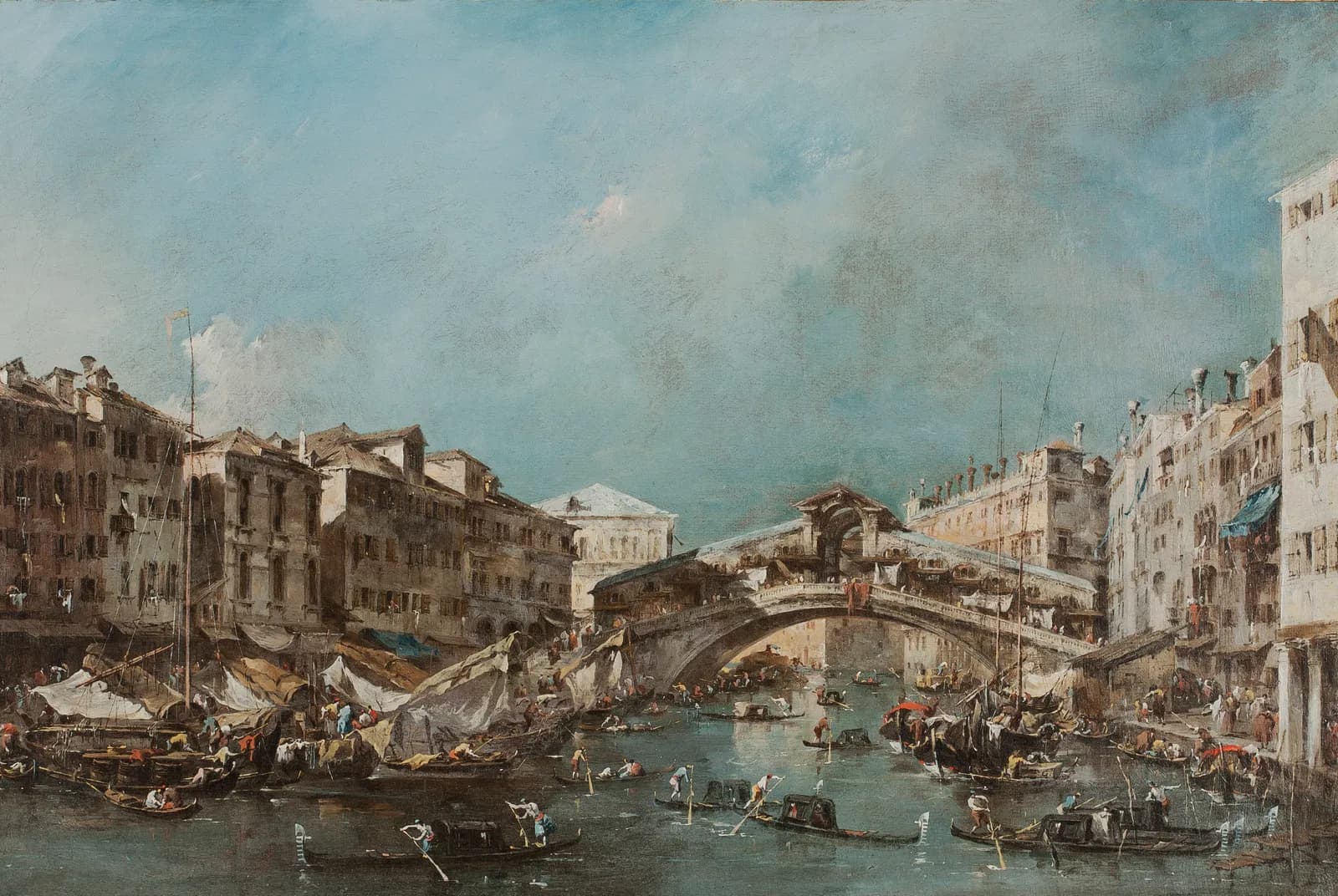 Het Canal Grande met de Rialtobrug, gezien vanuit het zuiden – Francesco Guardi