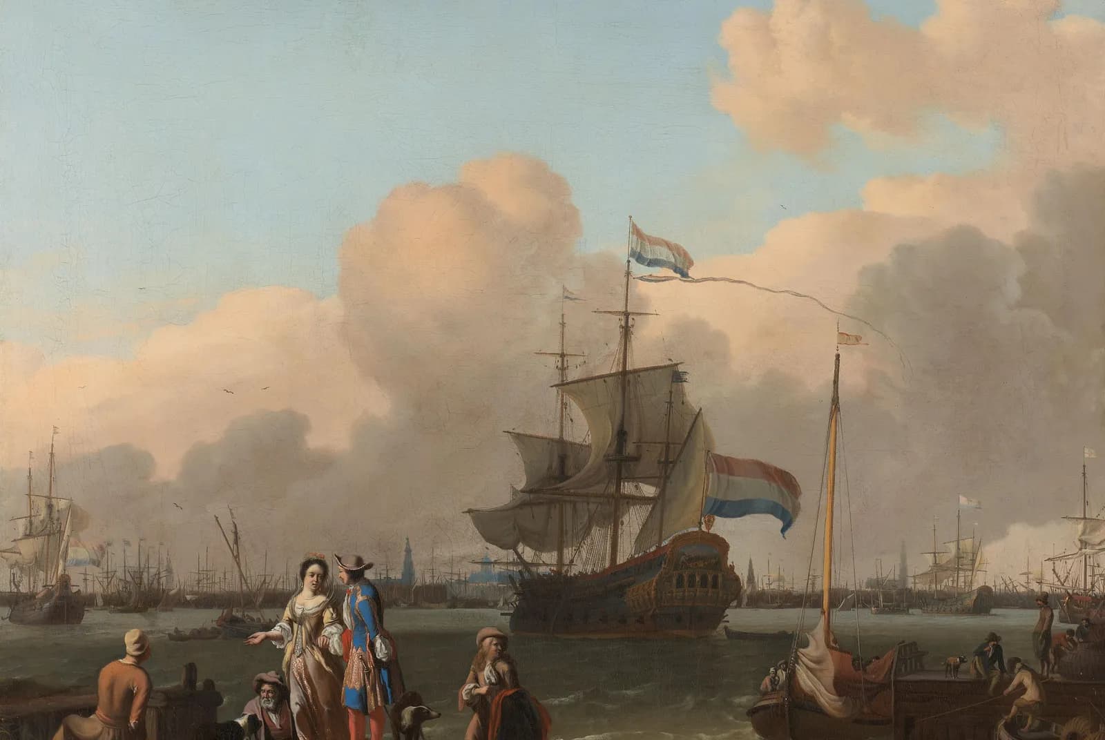 Het IJ bij Amsterdam met het fregat De Ploeg – Bakhuysen