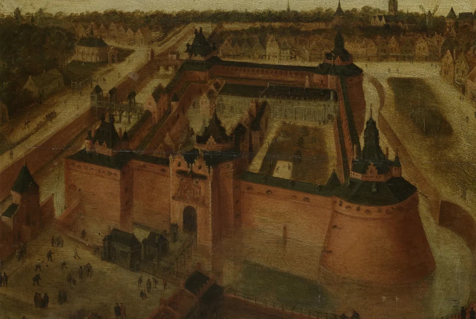 Het kasteel Vredenburg te Utrecht in vogelvlucht