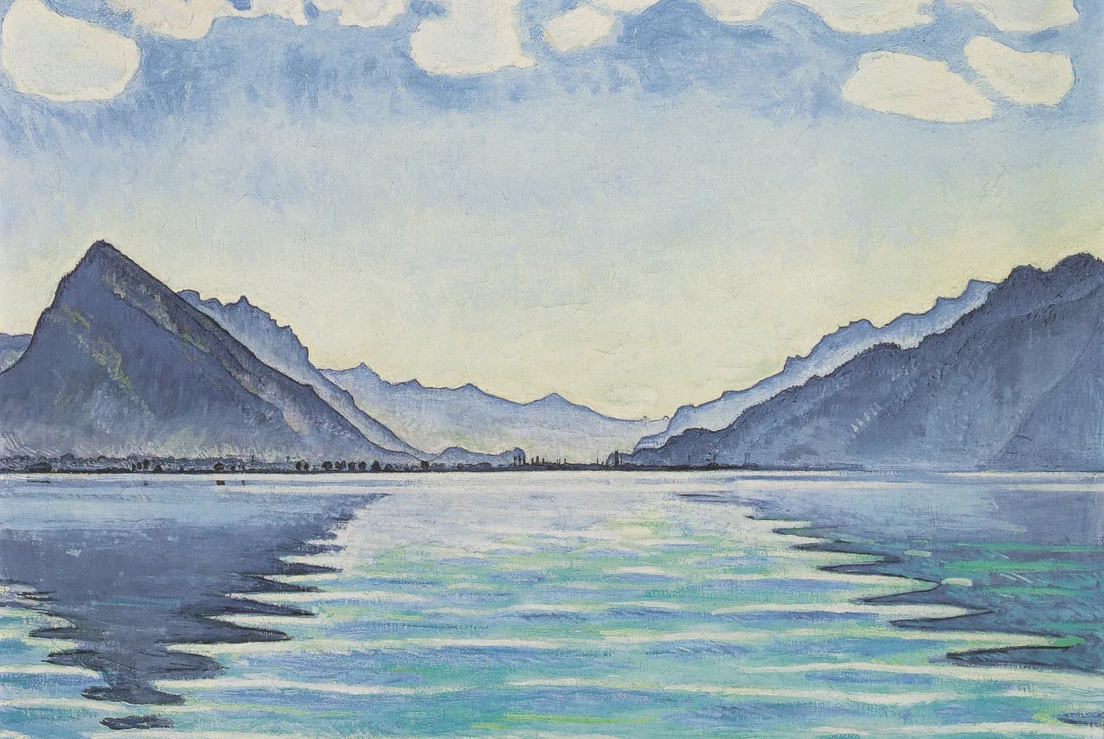 Het meer van Thun met symmetrische spiegeling (1905) – Ferdinand Hodler