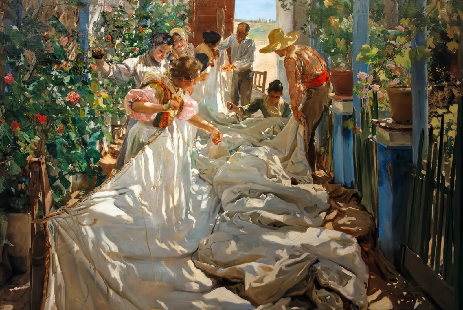 Het zeil naaien – Joaquín Sorolla