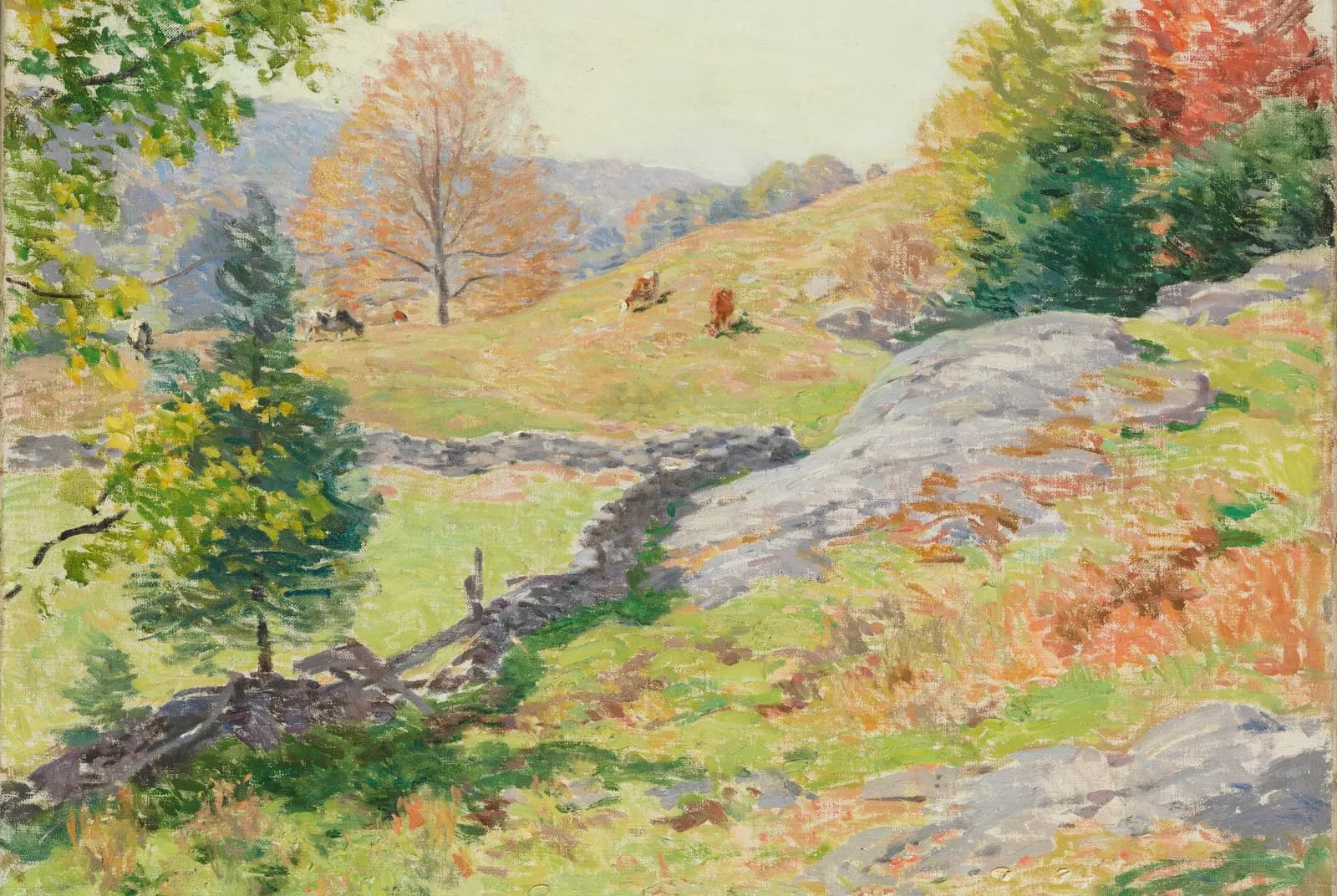 Heuvelweiden in september – Willard Metcalf