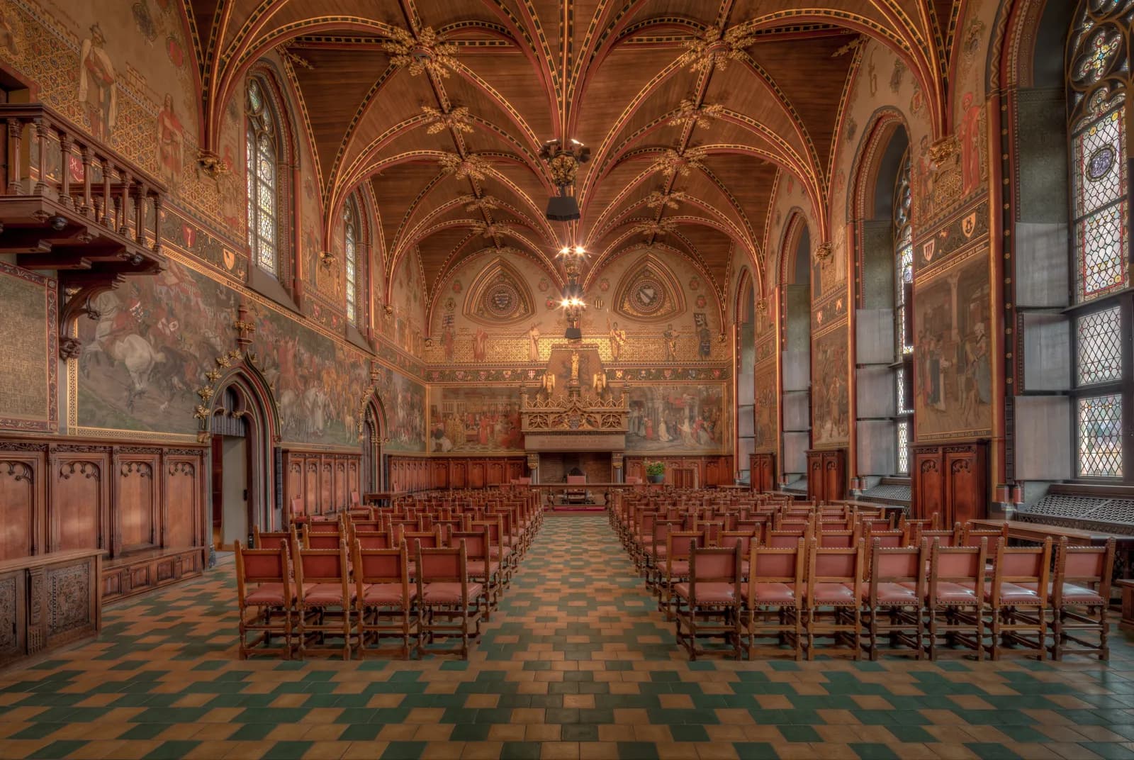 Historische zaal met rijke decoraties – Vilhelm Hammershøi