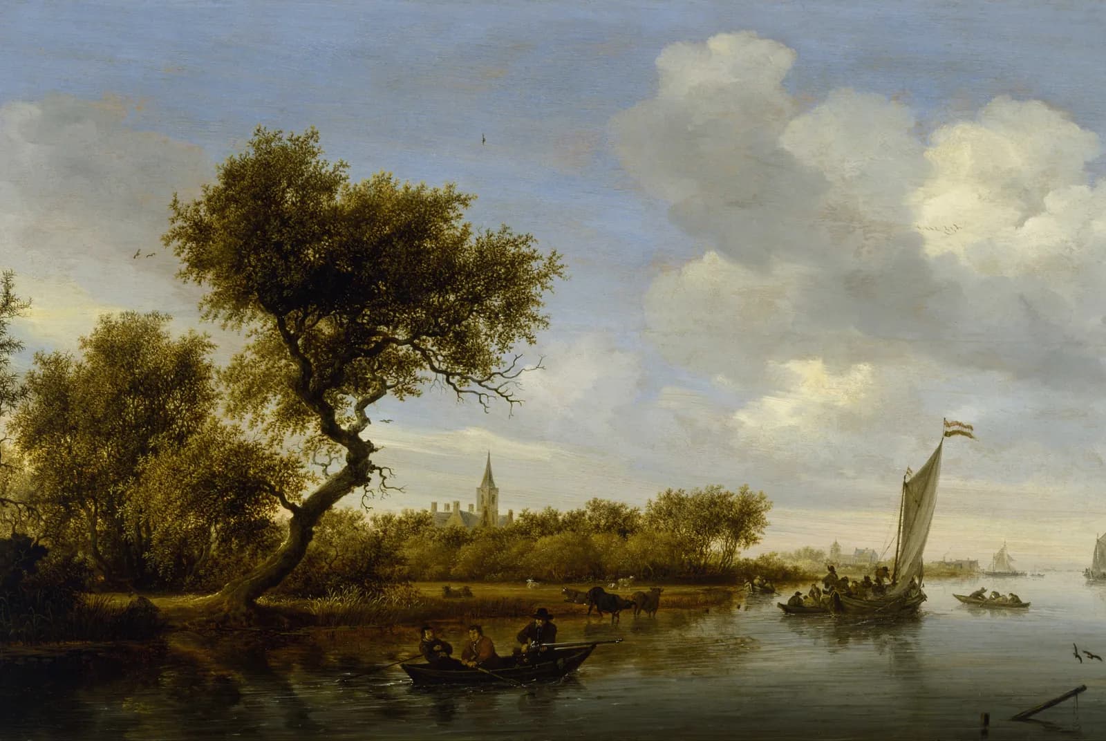 Hollands rivierlandschap met boten – Asher Brown Durand