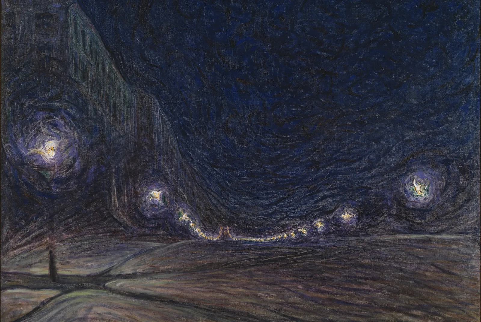Hornsgatan bij nacht (1902) – Eugène Jansson