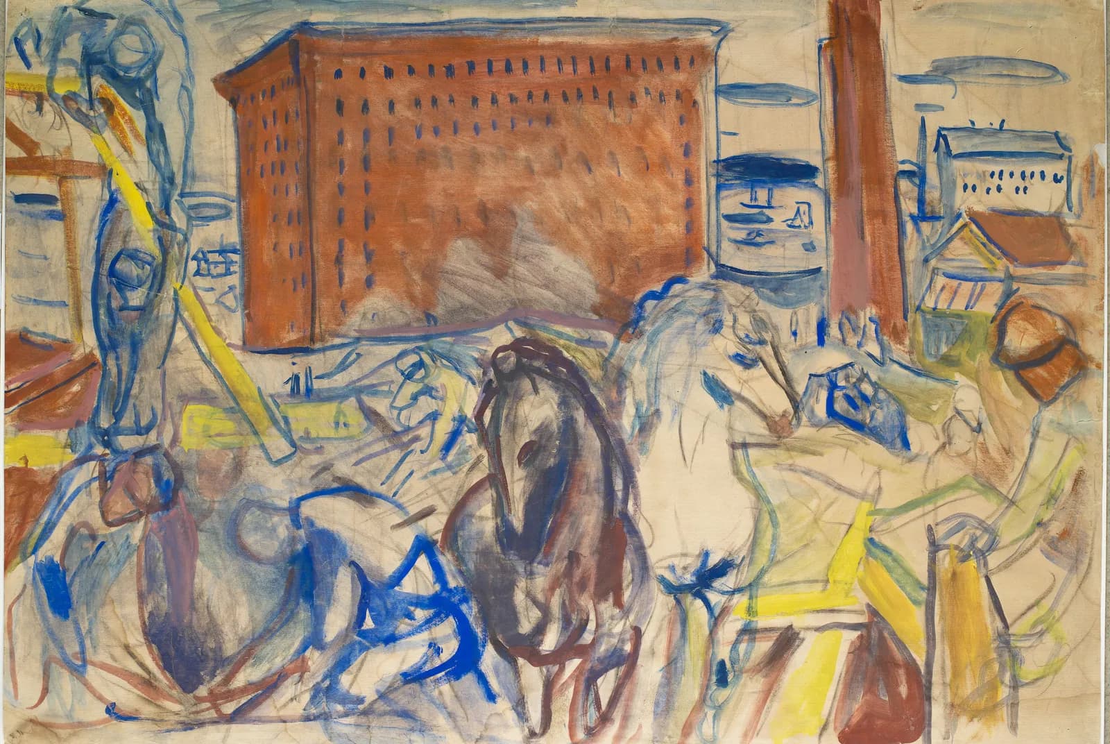 Paardenspan op een bouwplaats – Edvard Munch