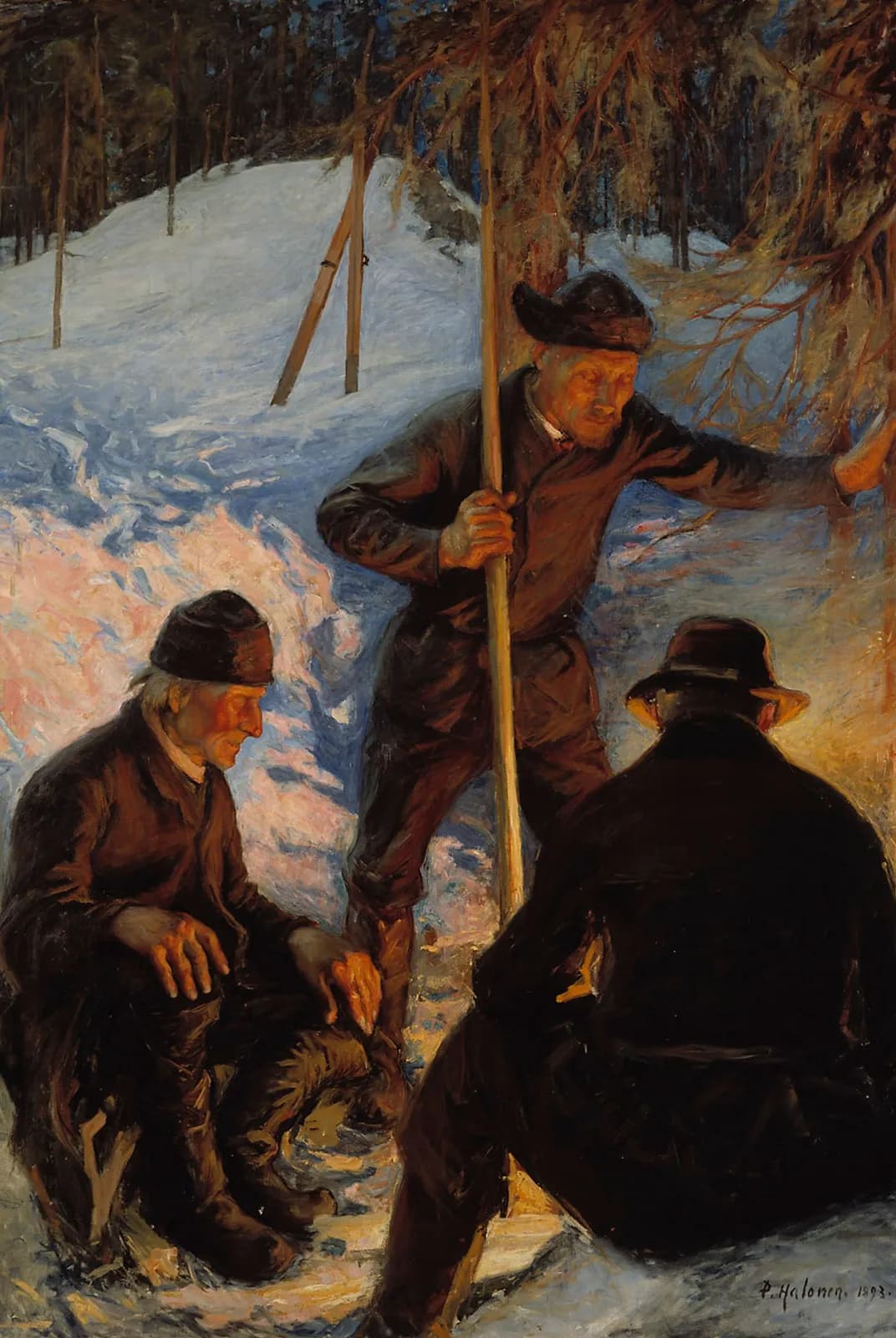 Houthakkers rond een kampvuur – Pekka Halonen