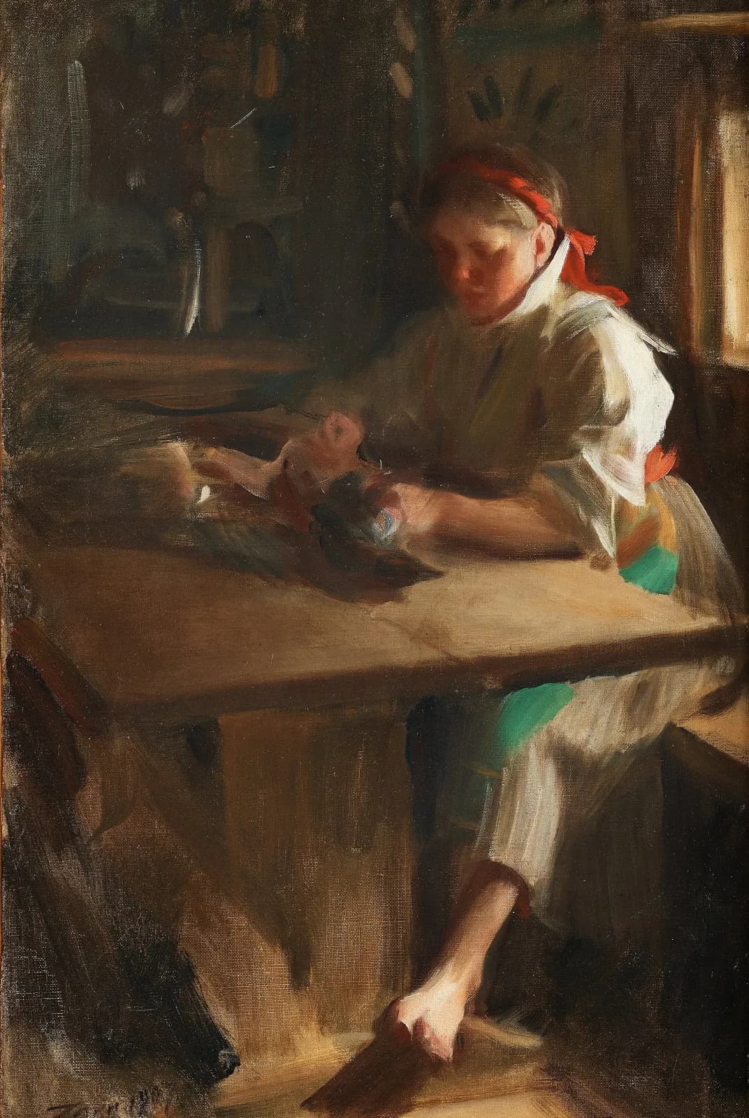 Ida, vogel plukkend – Anders Zorn