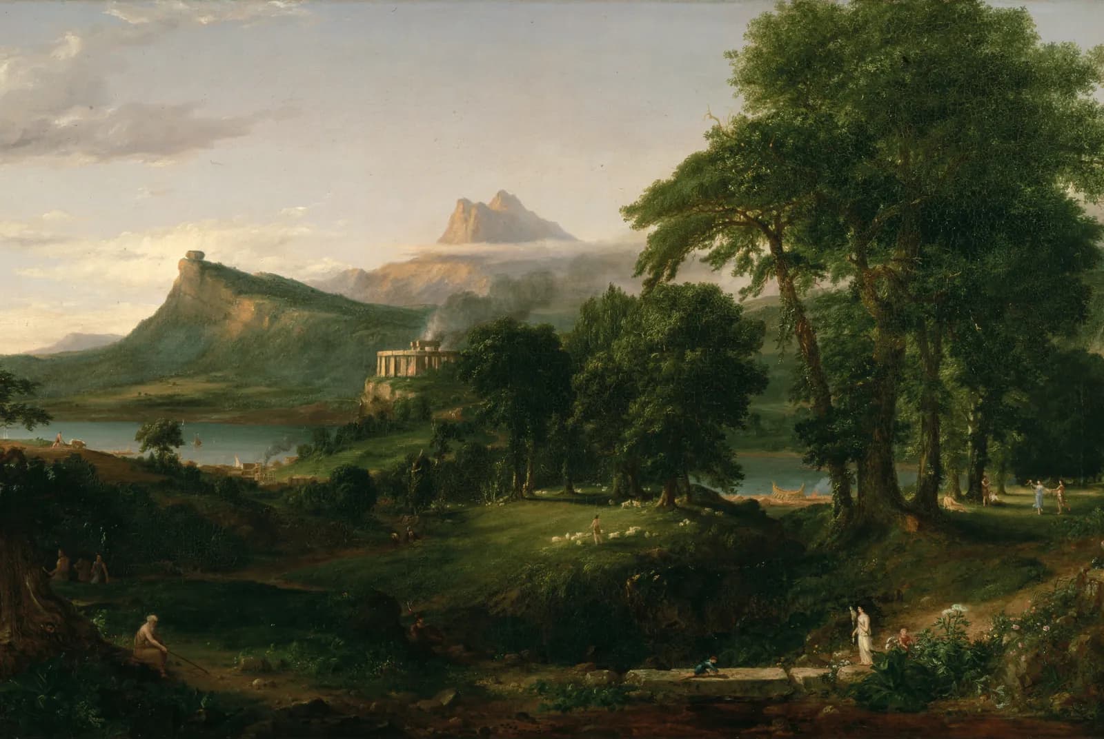 Idyllisch Landschap met Klassieke Tempel – Thomas Cole