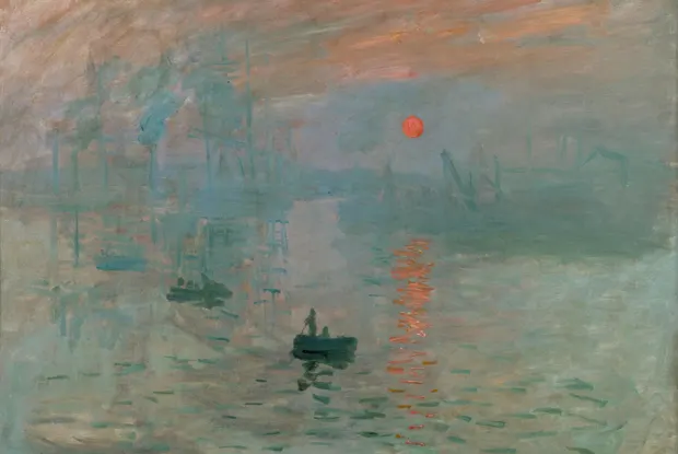 Impressie, zonsopgang van Claude Monet op geweven fluweel