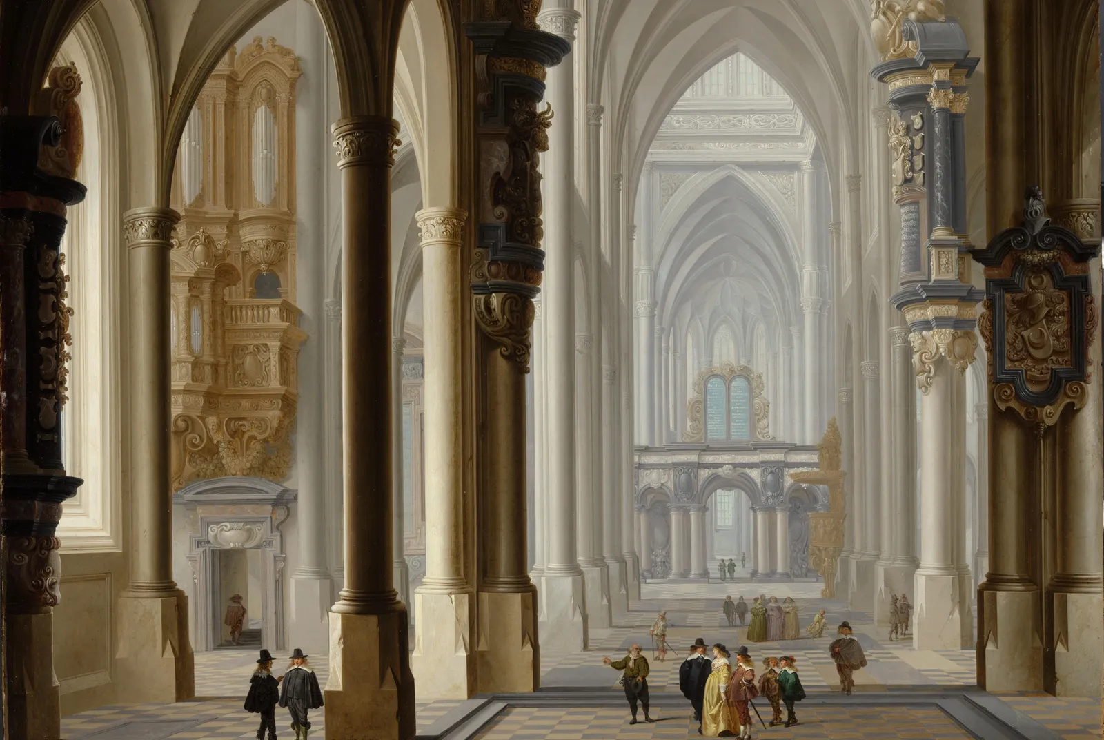 Interieur van een gotische kerk – Dirck van Delen