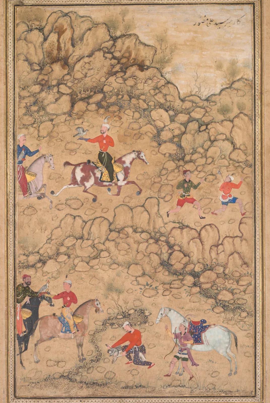 Jacht met valken in een landschap – Abd al-Samad
