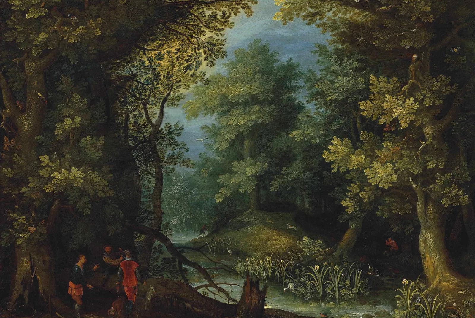 Jagers met honden bij een doorwaadbare plaats – Jan Brueghel de Oude