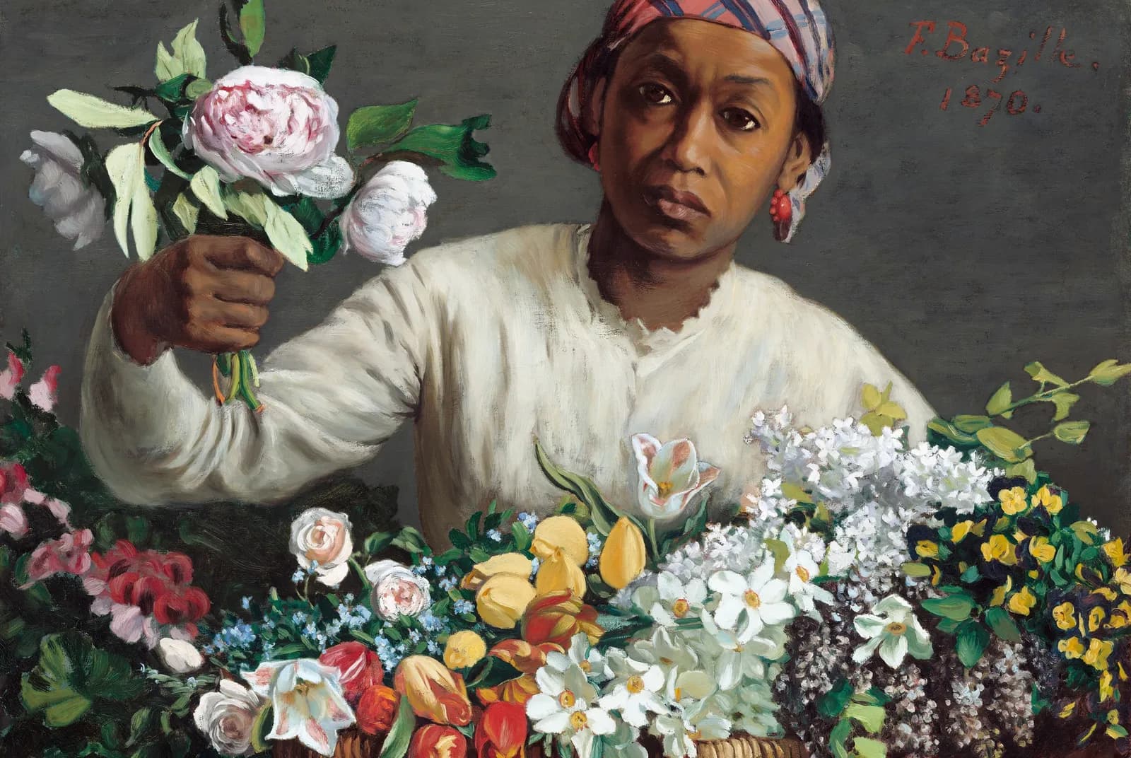 Jonge Vrouw met Pioenrozen – Frédéric Bazille