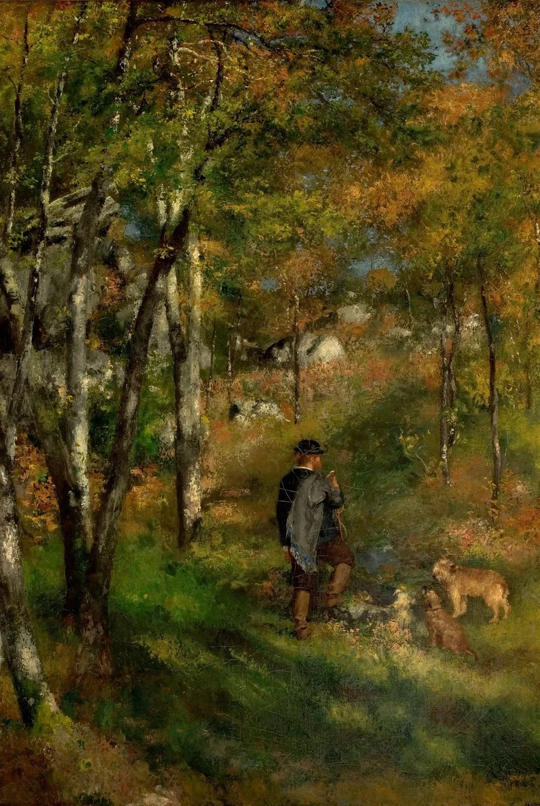 Jules Le Cœur en zijn honden in het bos van Fontainebleau – Pierre-Auguste Renoir