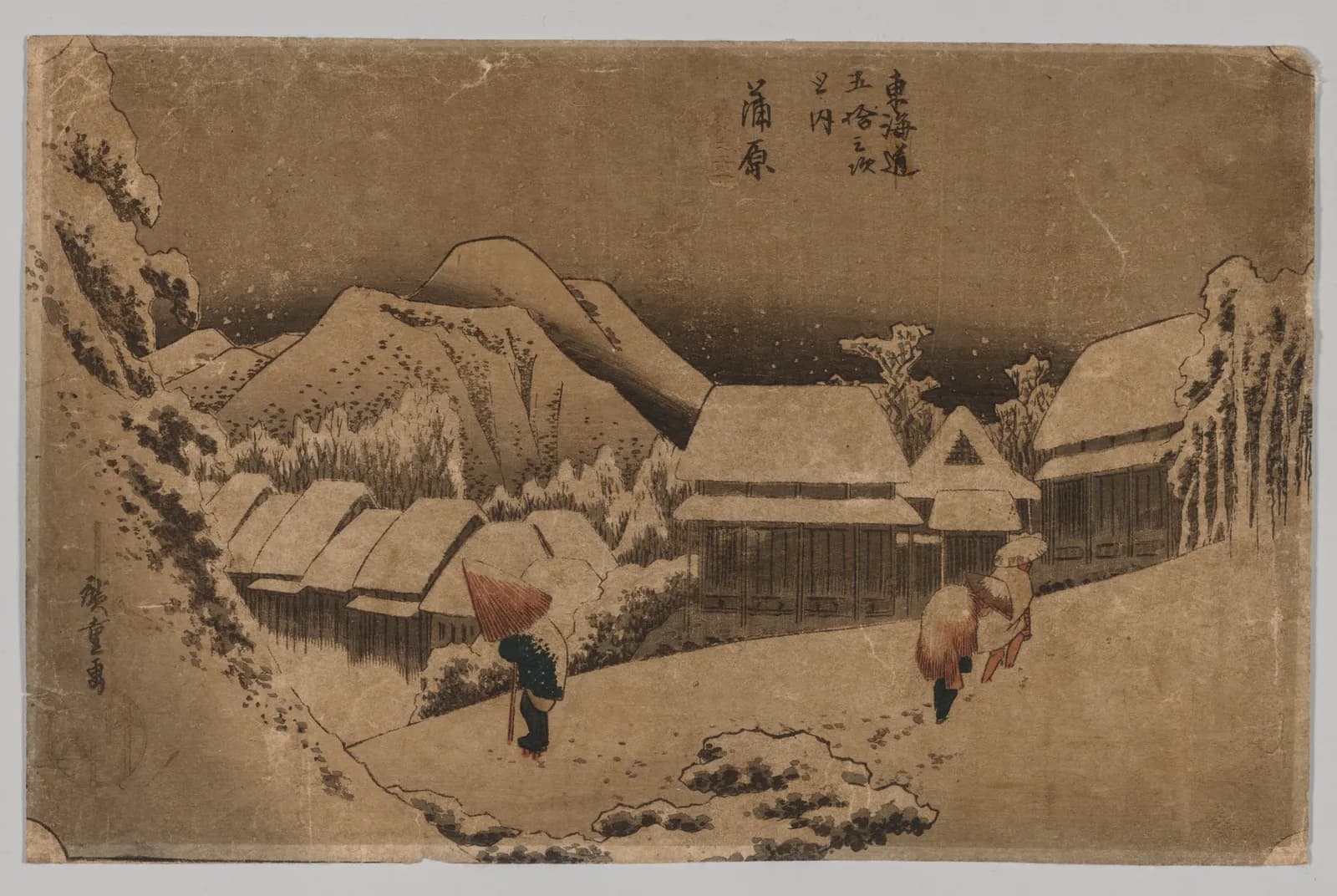 Kanbara: avondsneeuw – Utagawa Hiroshige