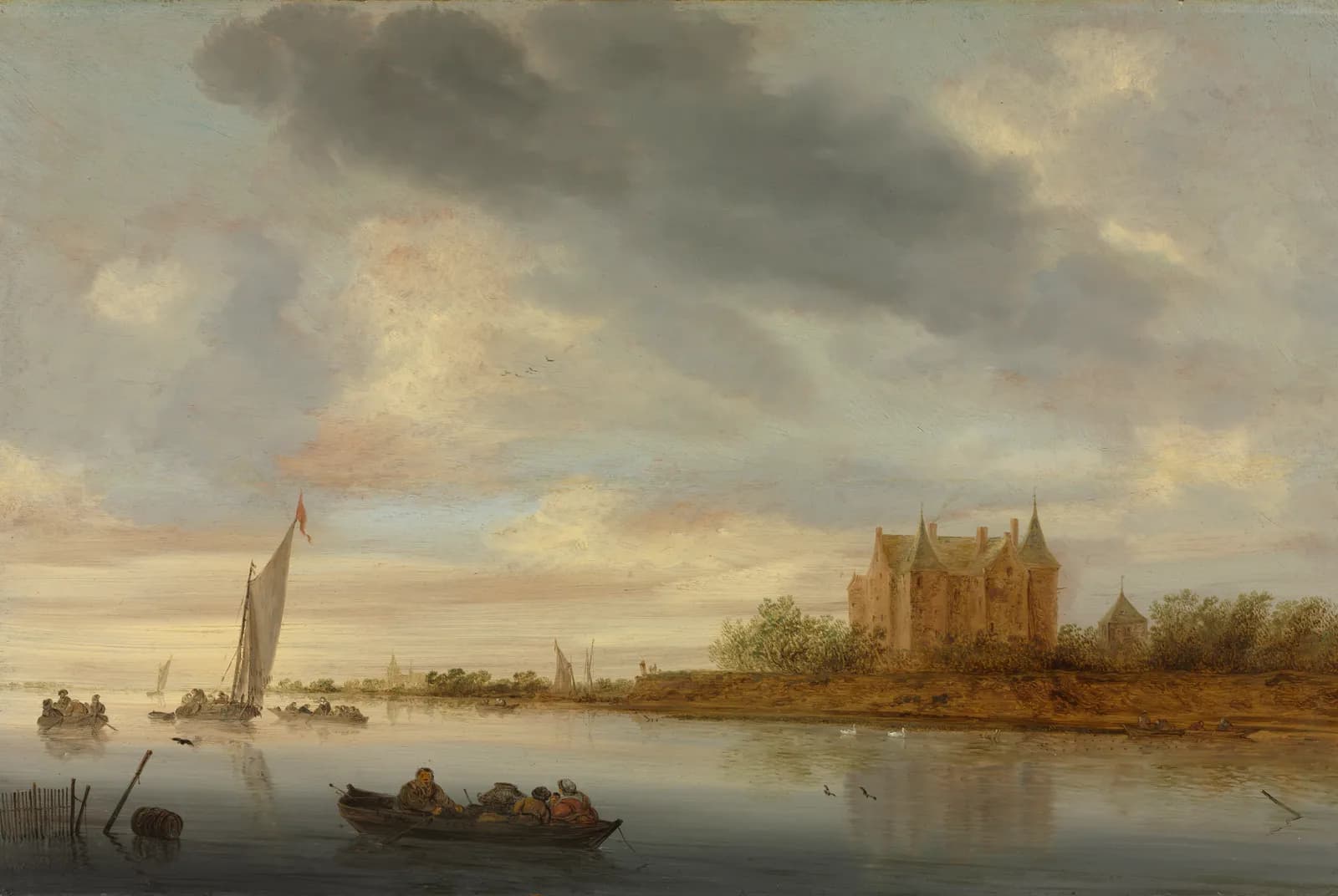 Kasteel aan een rivier – Salomon van Ruysdael