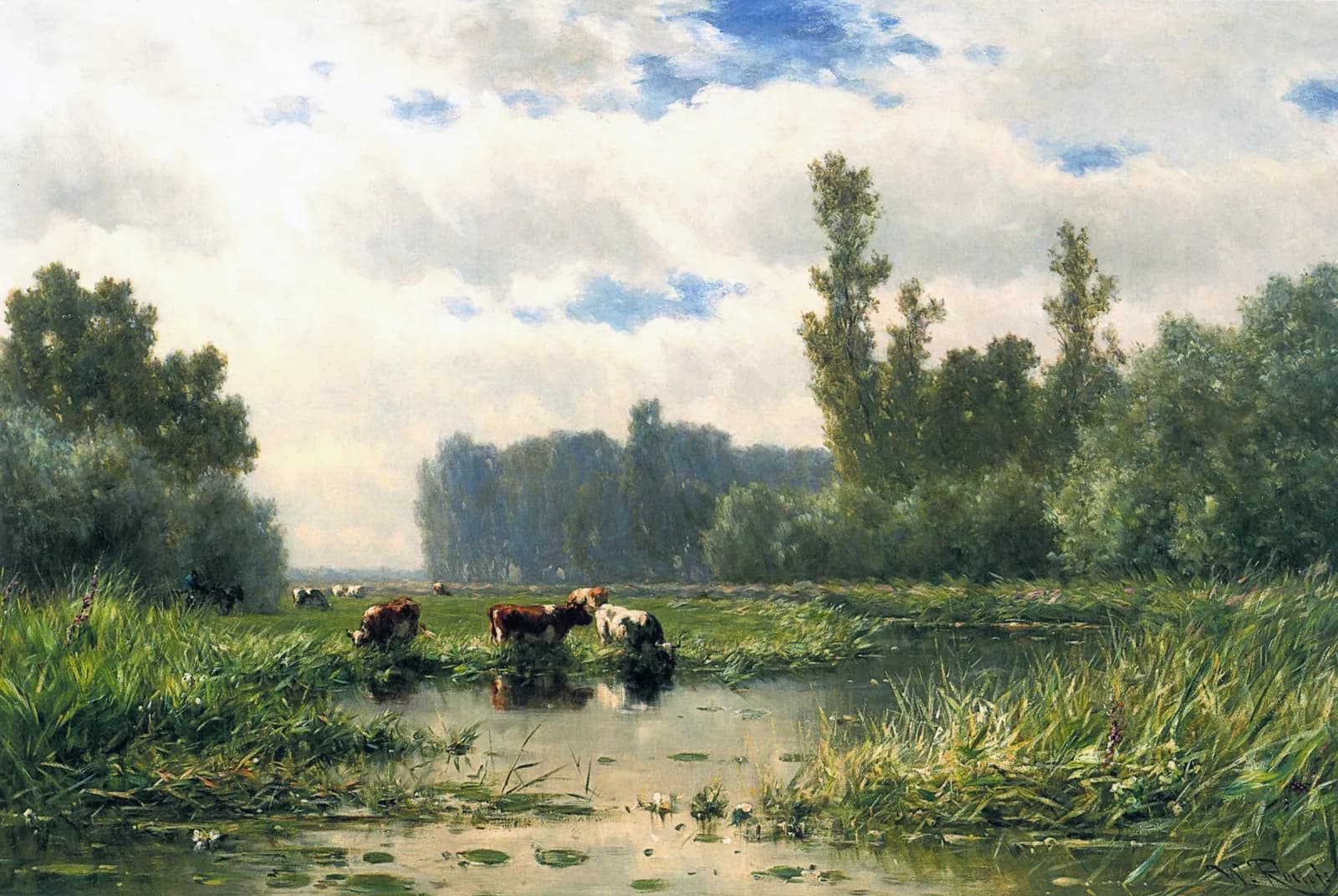 Koeien aan de waterkant – Willem Roelofs